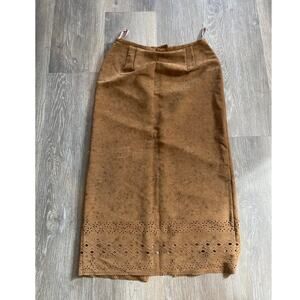Vintage Wool Brown Women's Pencil Long Skirt with Slit Size 12